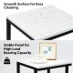 White 3-tier sofa side table with a smooth surface, sturdy black steel frame, ideal for storage and display in any room.